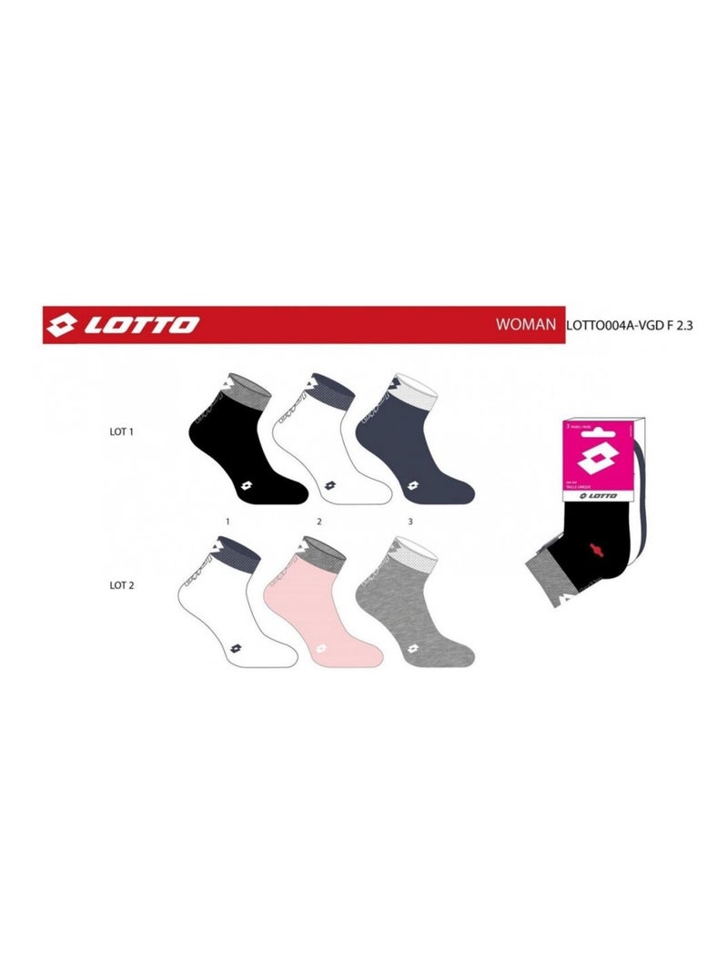 Calzini Donna LOTTO - Confezione da 6 Rosa Nero Bianco Grigio - Kiabi
