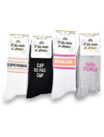 Calzini Donna Paillettes Messaggio Divertente Confezione da 4 Paia