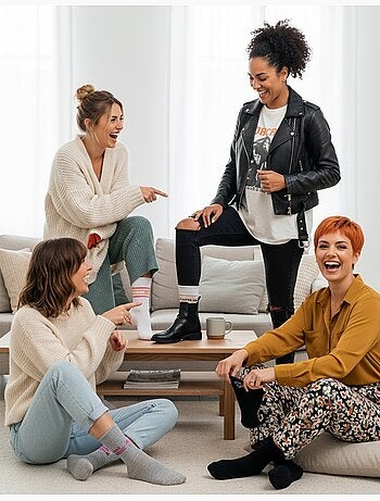 Calzini Donna Paillettes Messaggio Divertente Confezione da 4 Paia