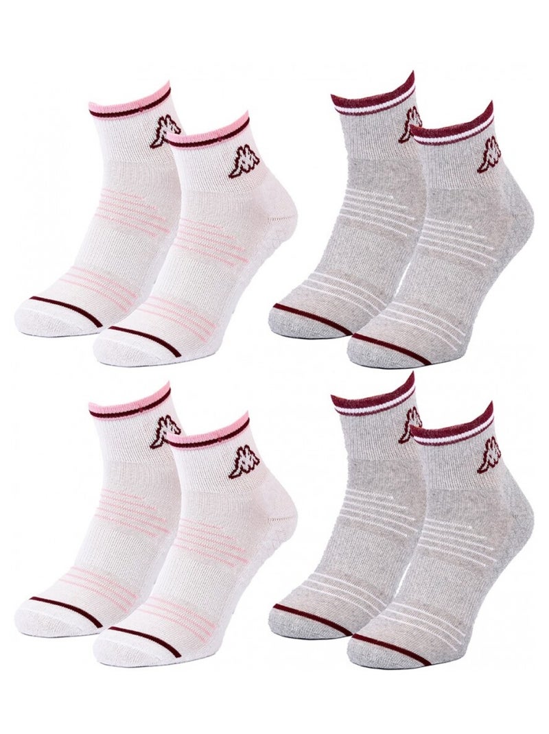 Calzini Donna QUARTER KAPPA - Confezione da 4 Grigio bianco - Kiabi