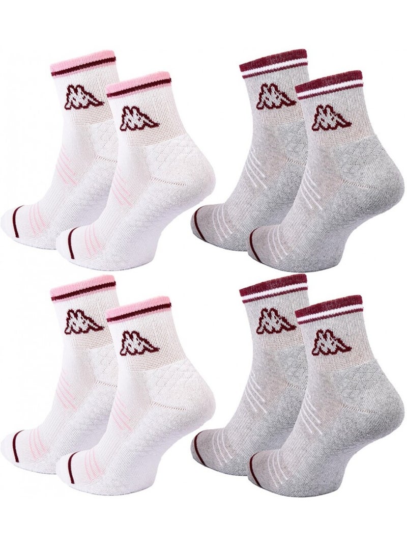 Calzini Donna QUARTER KAPPA - Confezione da 4 Grigio bianco - Kiabi