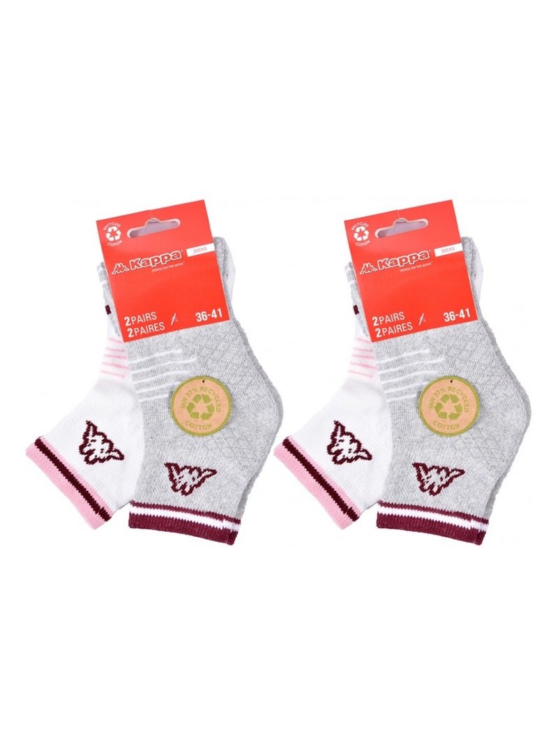 Calzini Donna QUARTER KAPPA - Confezione da 4 Grigio bianco - Kiabi