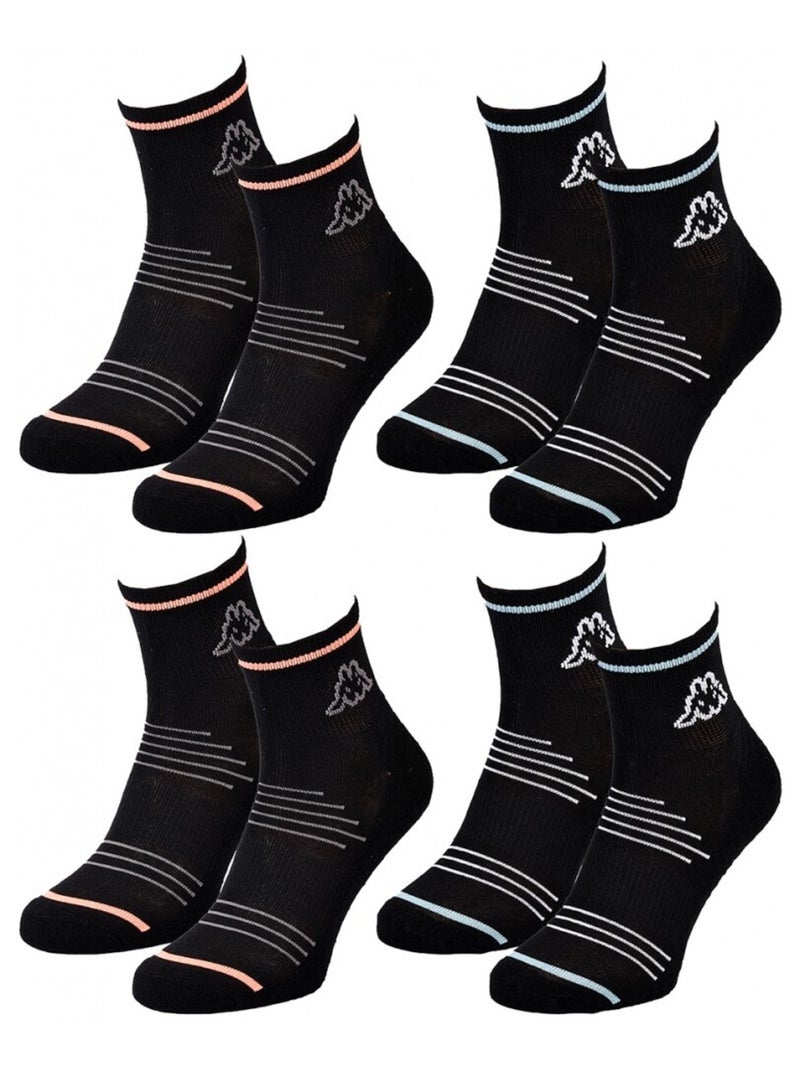 Calzini Donna QUARTER KAPPA - Confezione da 4 Nero - Kiabi
