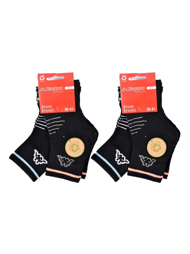 Calzini Donna QUARTER KAPPA - Confezione da 4 Nero - Kiabi