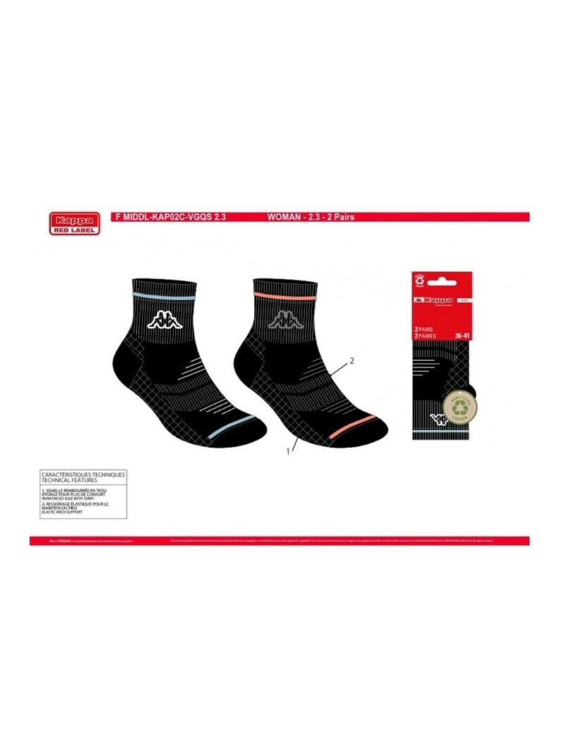 Calzini Donna QUARTER KAPPA - Confezione da 4 Nero - Kiabi