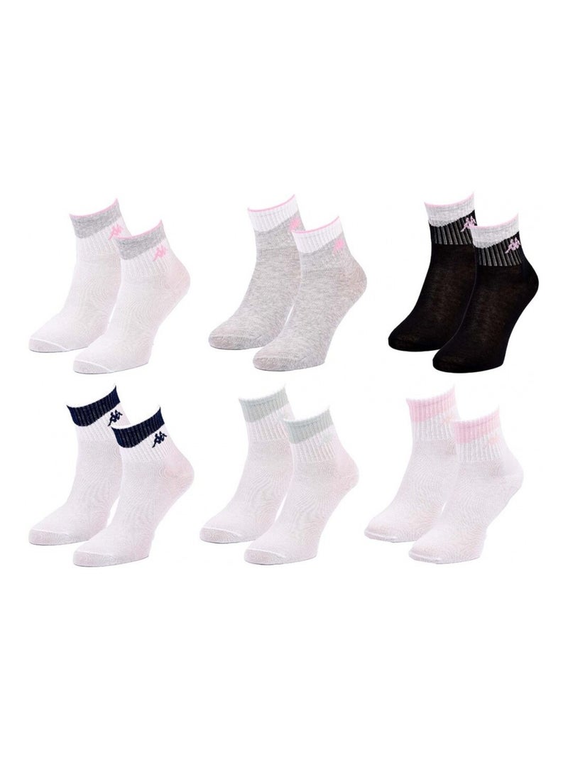 Calzini Donna QUARTER KAPPA - Confezione da 6 Bianco Grigio antracite Nero - Kiabi