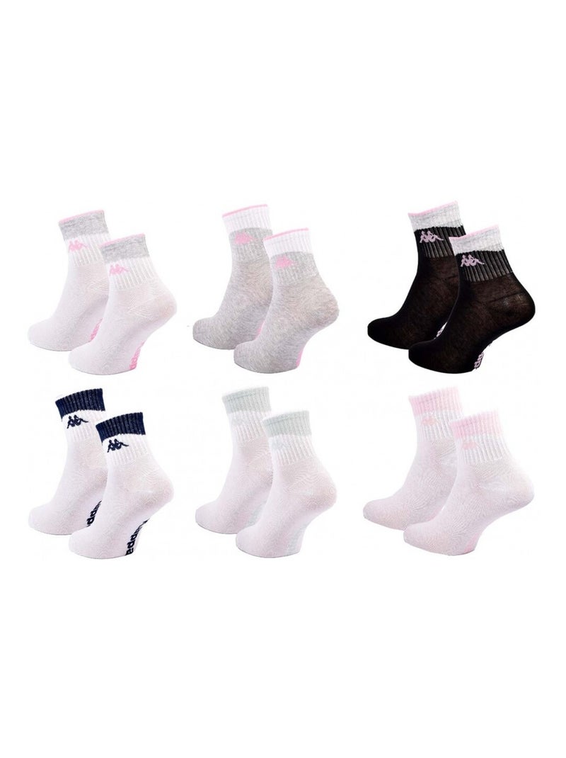 Calzini Donna QUARTER KAPPA - Confezione da 6 Bianco Grigio antracite Nero - Kiabi