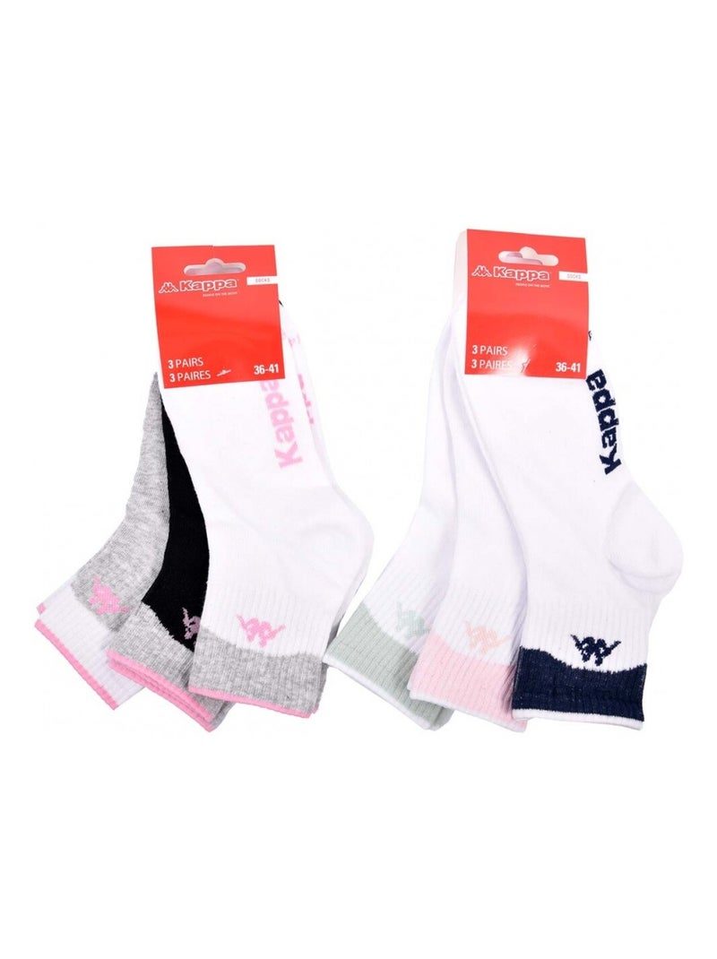 Calzini Donna QUARTER KAPPA - Confezione da 6 Bianco Grigio antracite Nero - Kiabi