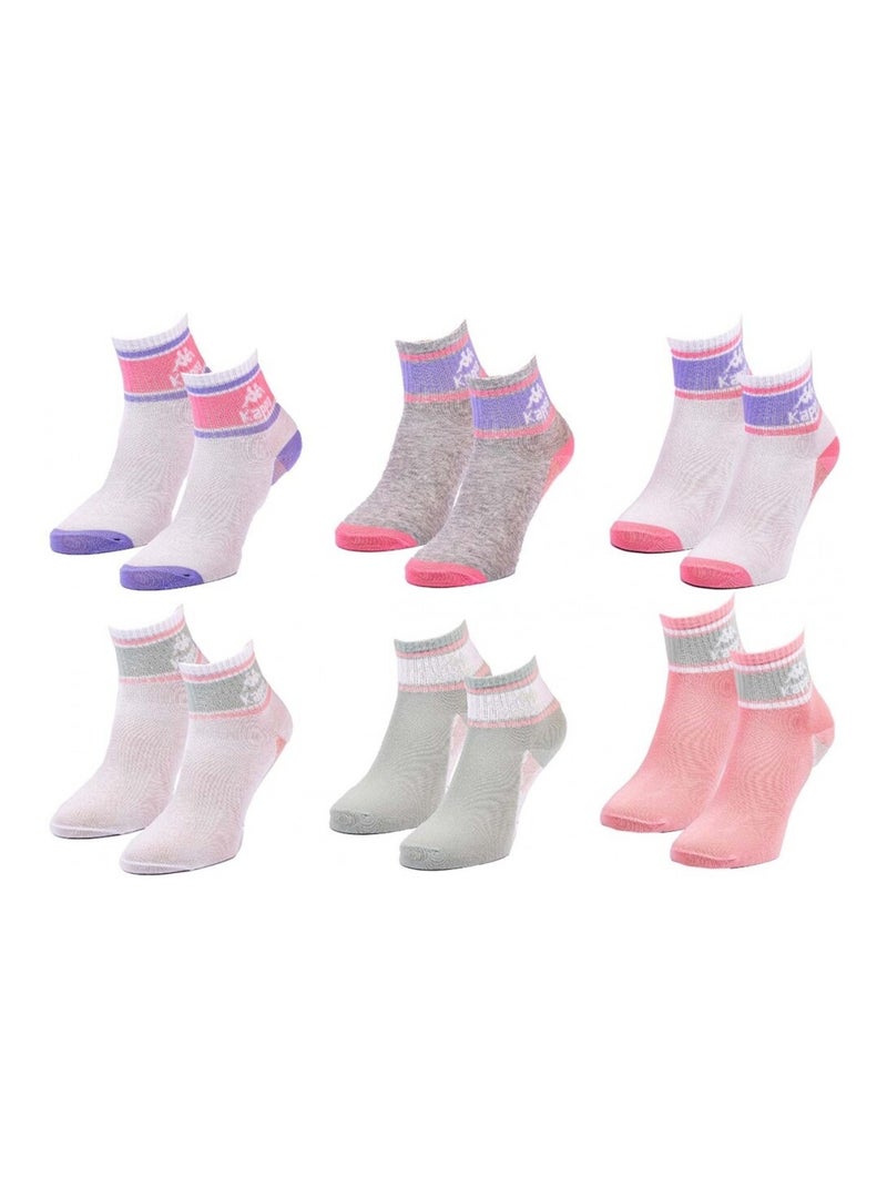 Calzini Donna QUARTER KAPPA - Confezione da 6 Bianco Malva Grigio - Kiabi