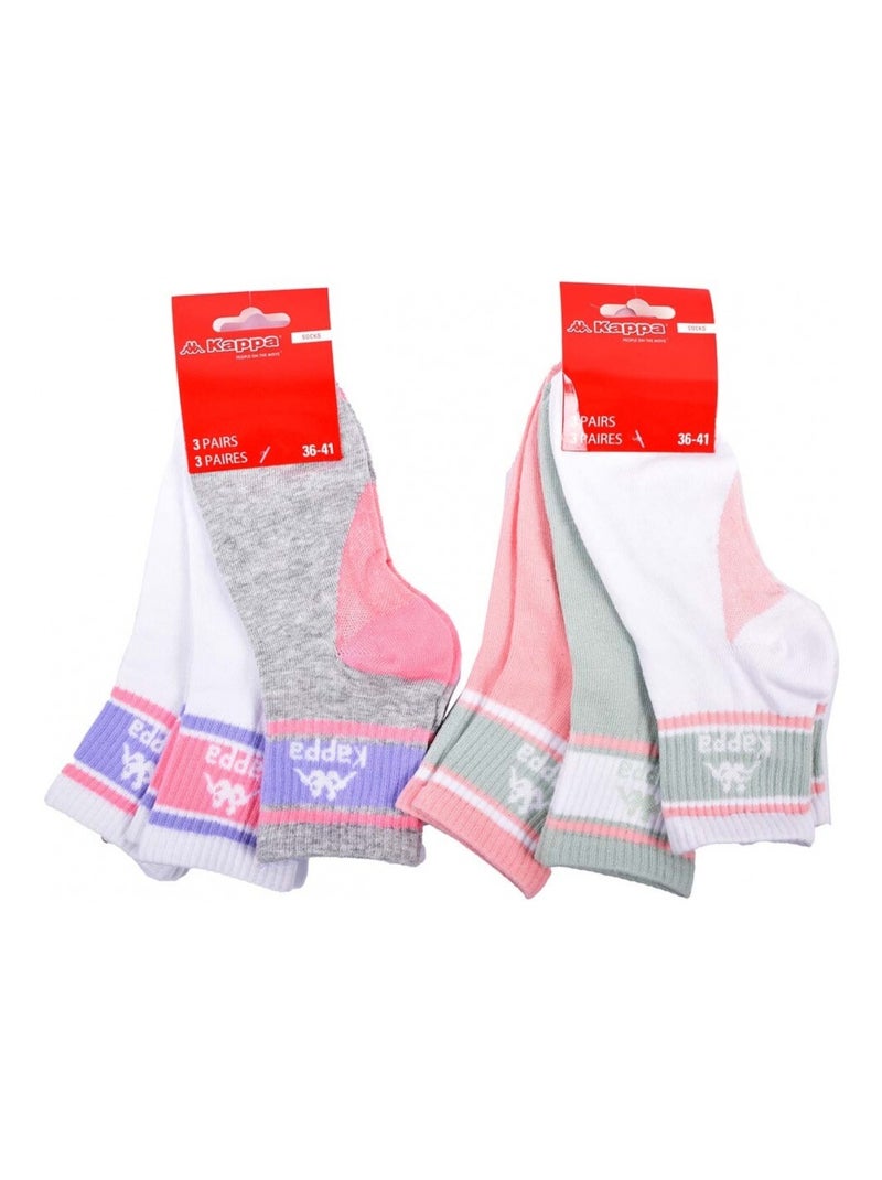Calzini Donna QUARTER KAPPA - Confezione da 6 Bianco Malva Grigio - Kiabi