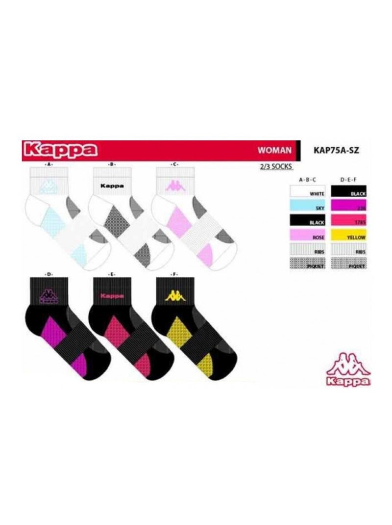 Calzini Donna QUARTER KAPPA - Confezione da 6 Bianco Nero - Kiabi