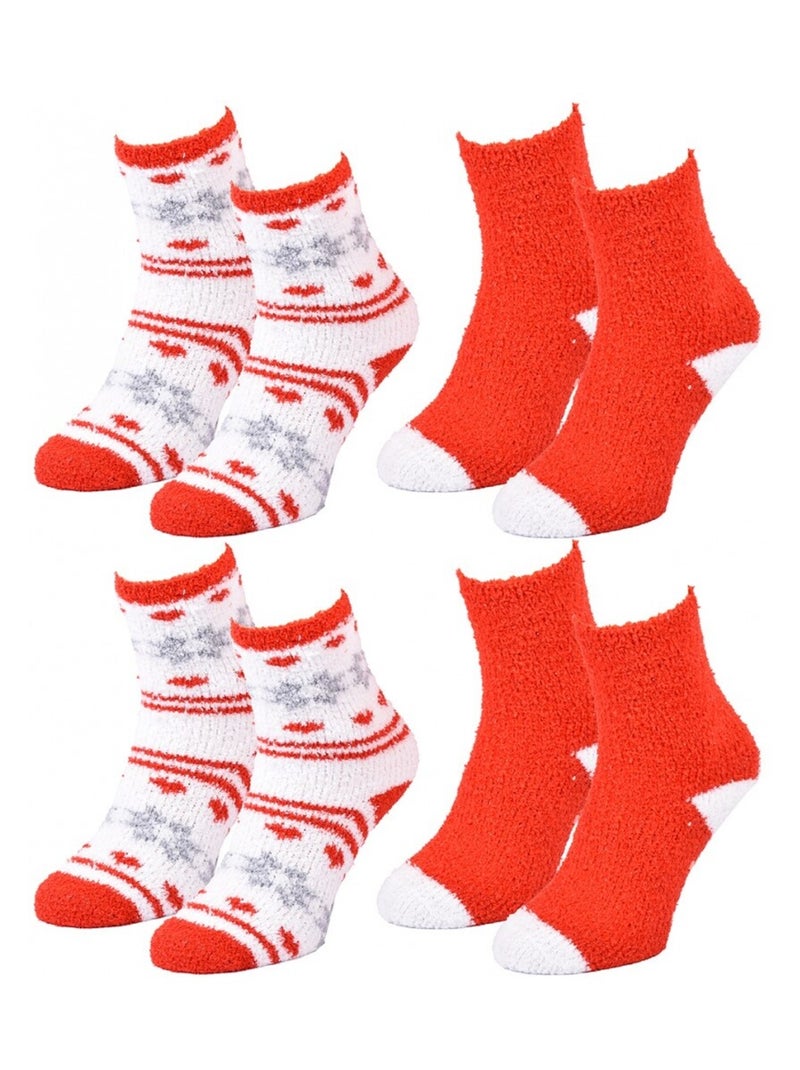 Calzini Donna WINTER SOCKS - Confezione da 4 Bianco Rosso Grigio - Kiabi