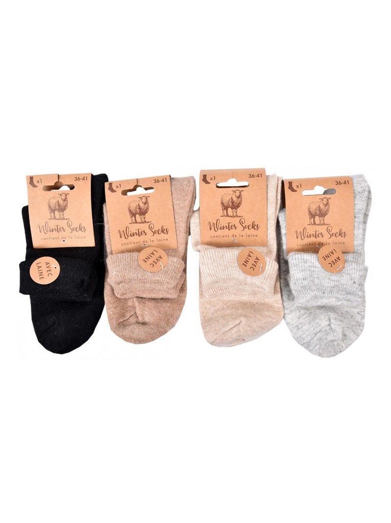 Calzini Donna WINTER SOCKS - Confezione da 4 Nero Multicolore Grigio - Kiabi