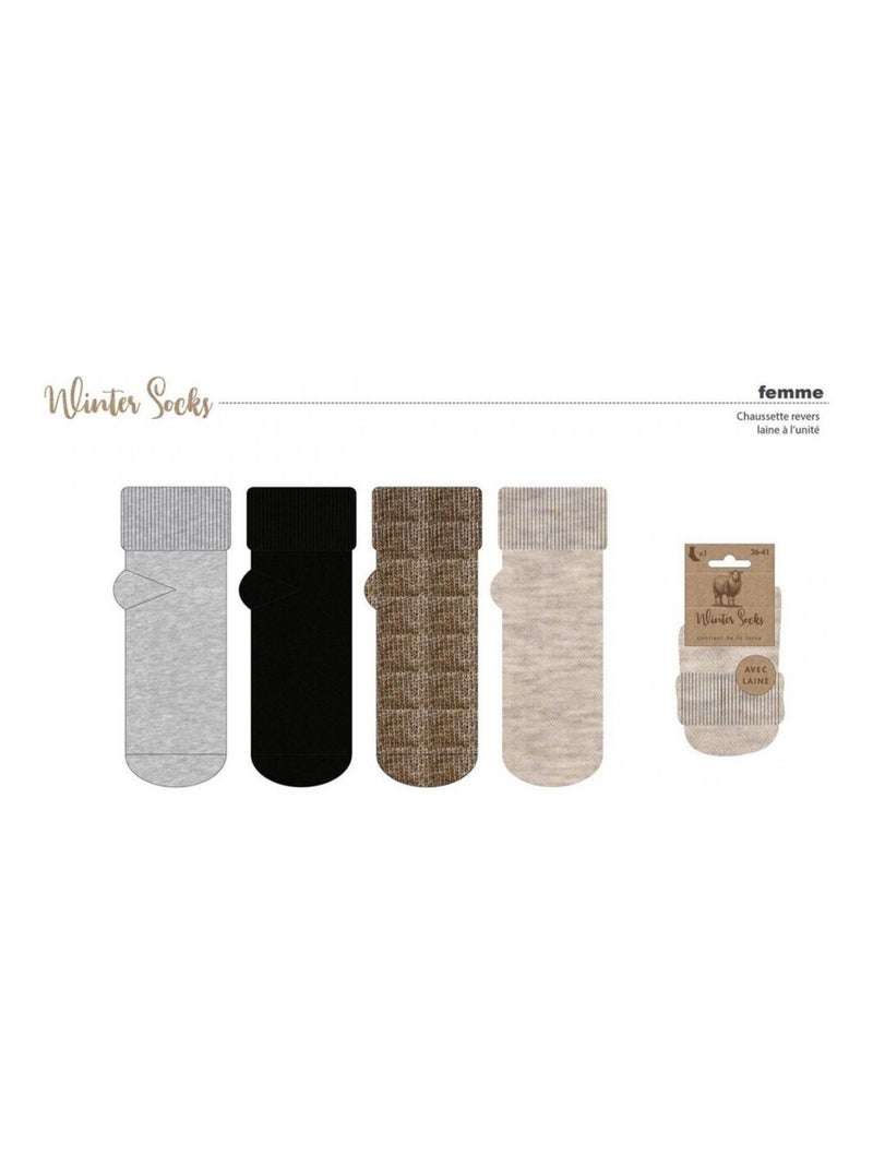 Calzini Donna WINTER SOCKS - Confezione da 4 Nero Multicolore Grigio - Kiabi