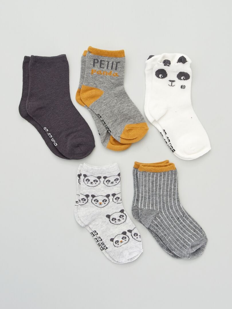 Calzini fantasia - Set di 5 GRIGIO - Kiabi