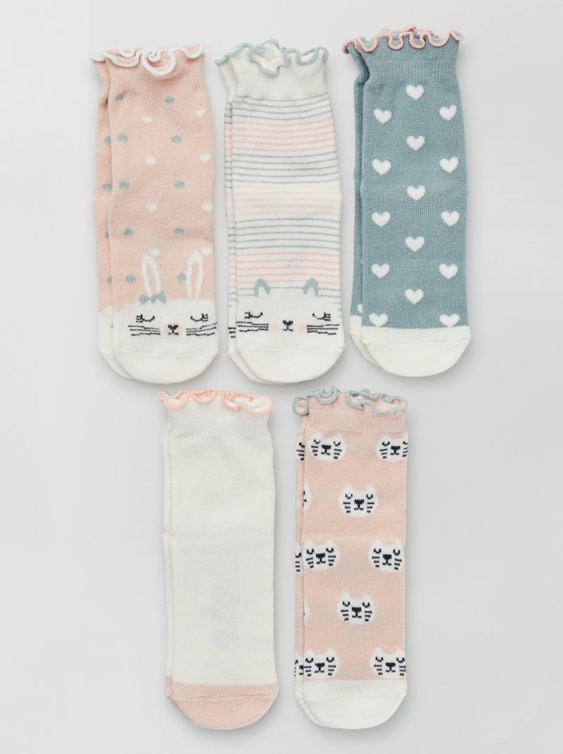 Calzini fantasia - Set di 5 ROSA - Kiabi