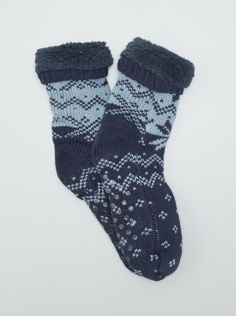 Calzini foderati stampa jacquard BLU - Kiabi