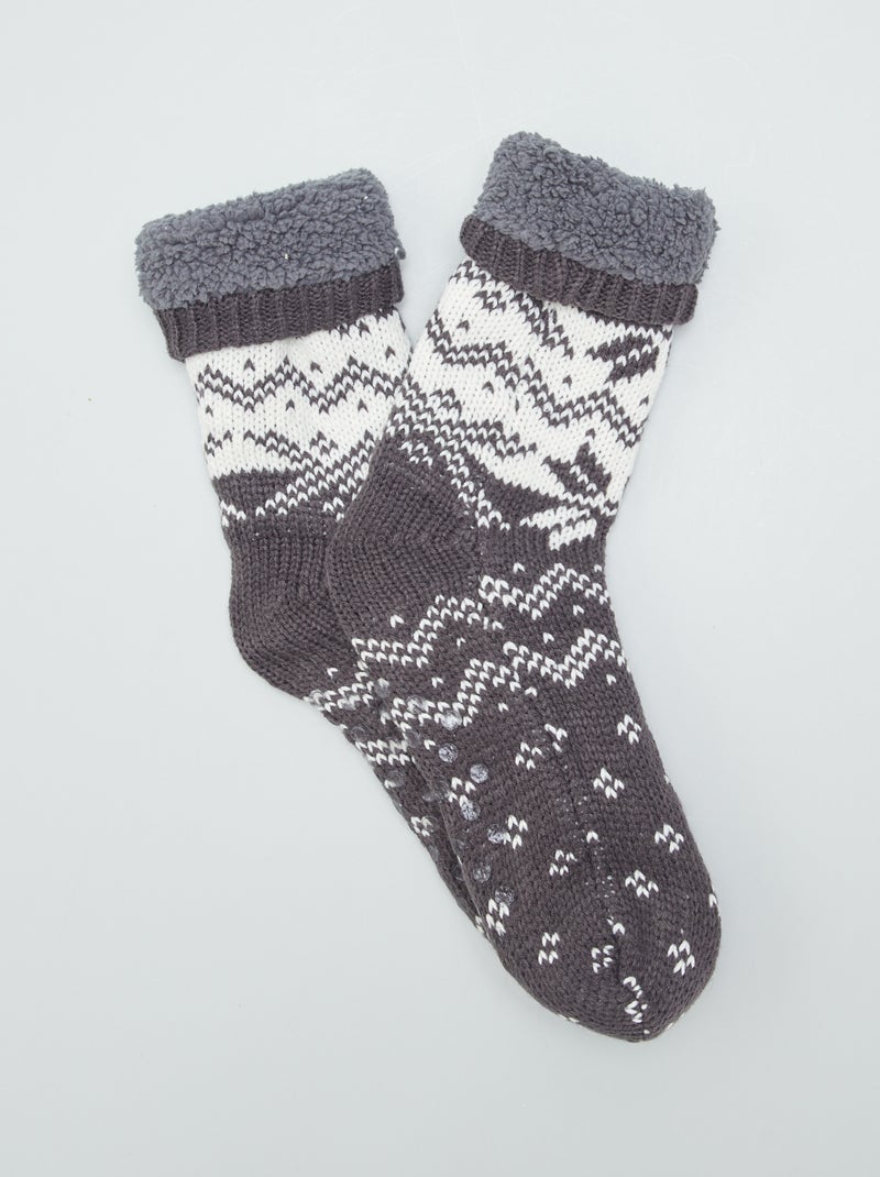 Calzini foderati stampa jacquard GRIGIO - Kiabi
