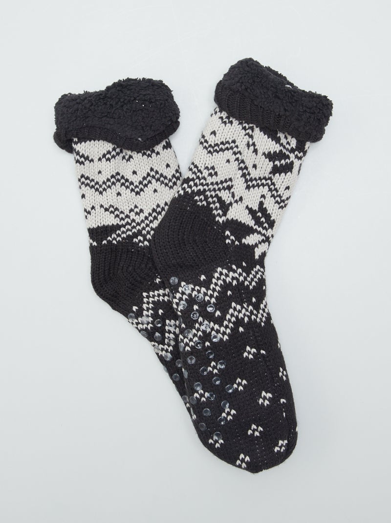 Calzini foderati stampa jacquard NERO - Kiabi