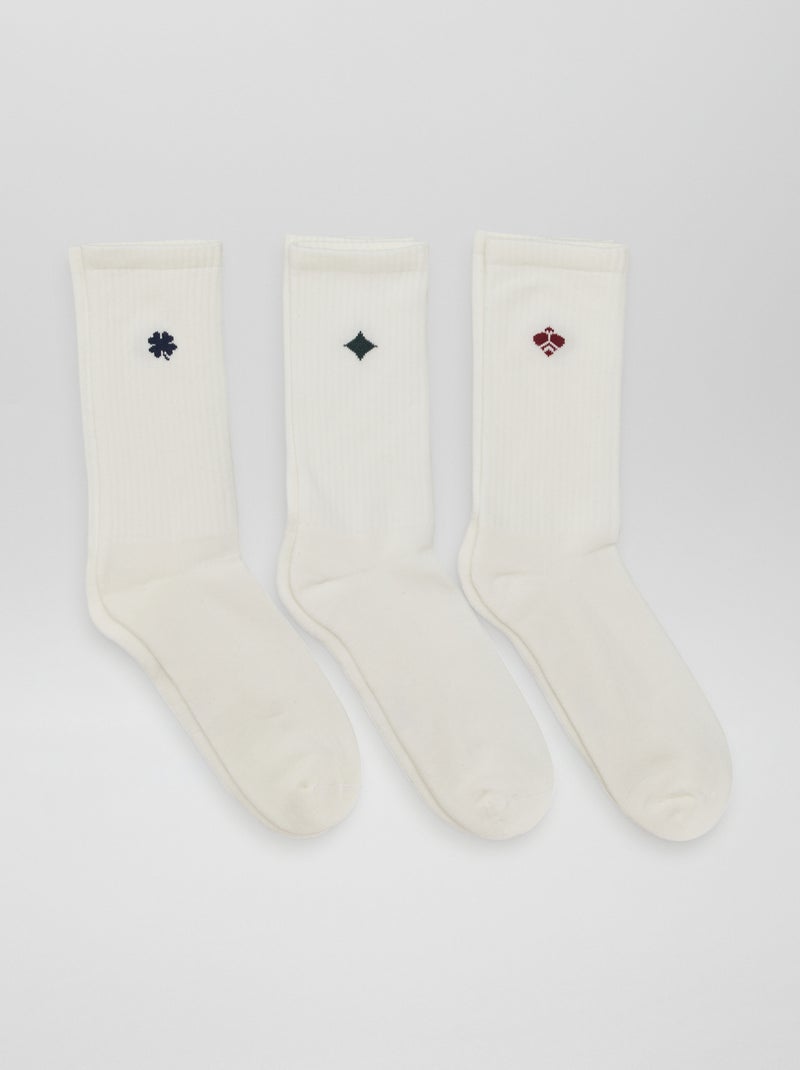 Calzini lunghi in maglia - Set di 3 BIANCO - Kiabi