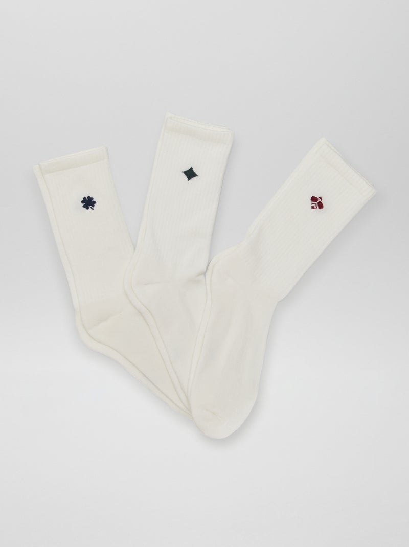 Calzini lunghi in maglia - Set di 3 BIANCO - Kiabi