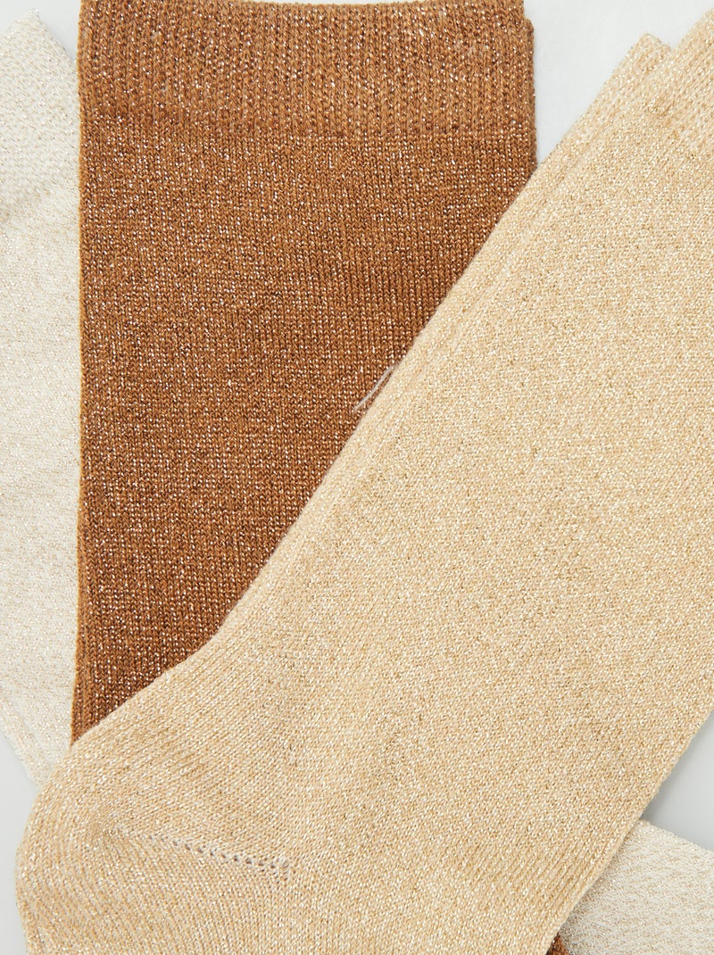 Calzini lunghi iridati - Set di 3 BEIGE - Kiabi
