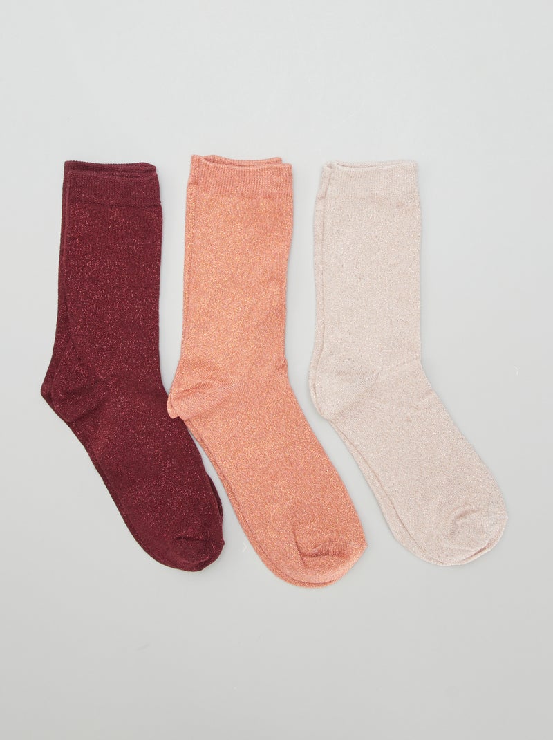 Calzini lunghi iridati - Set di 3 ROSA - Kiabi