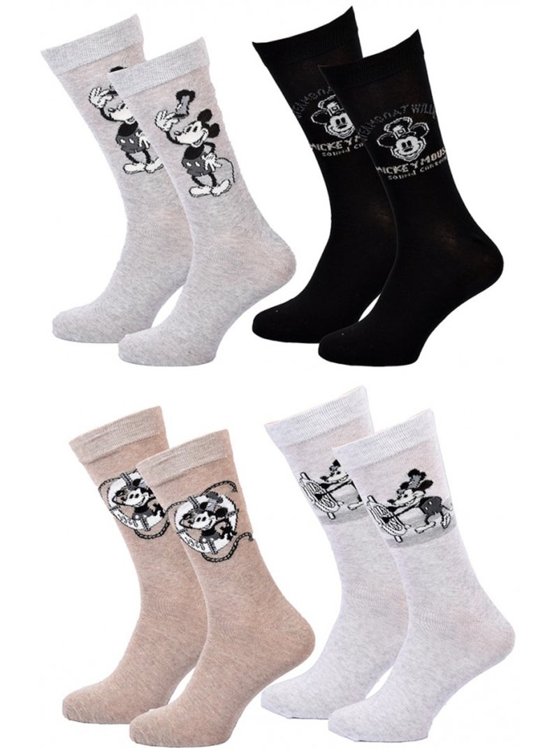 Calzini Mickey - Confezione da 4 Multicolore - Kiabi