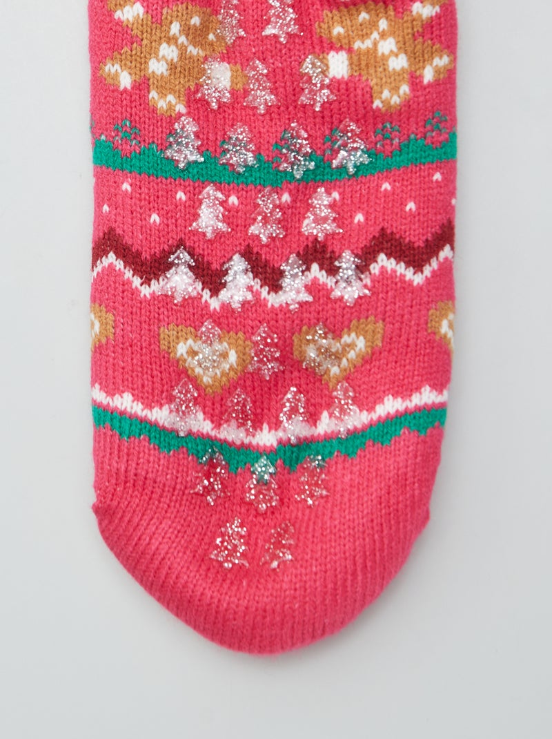 Calzini 'Natale' imbottiti antiscivolo ROSA - Kiabi