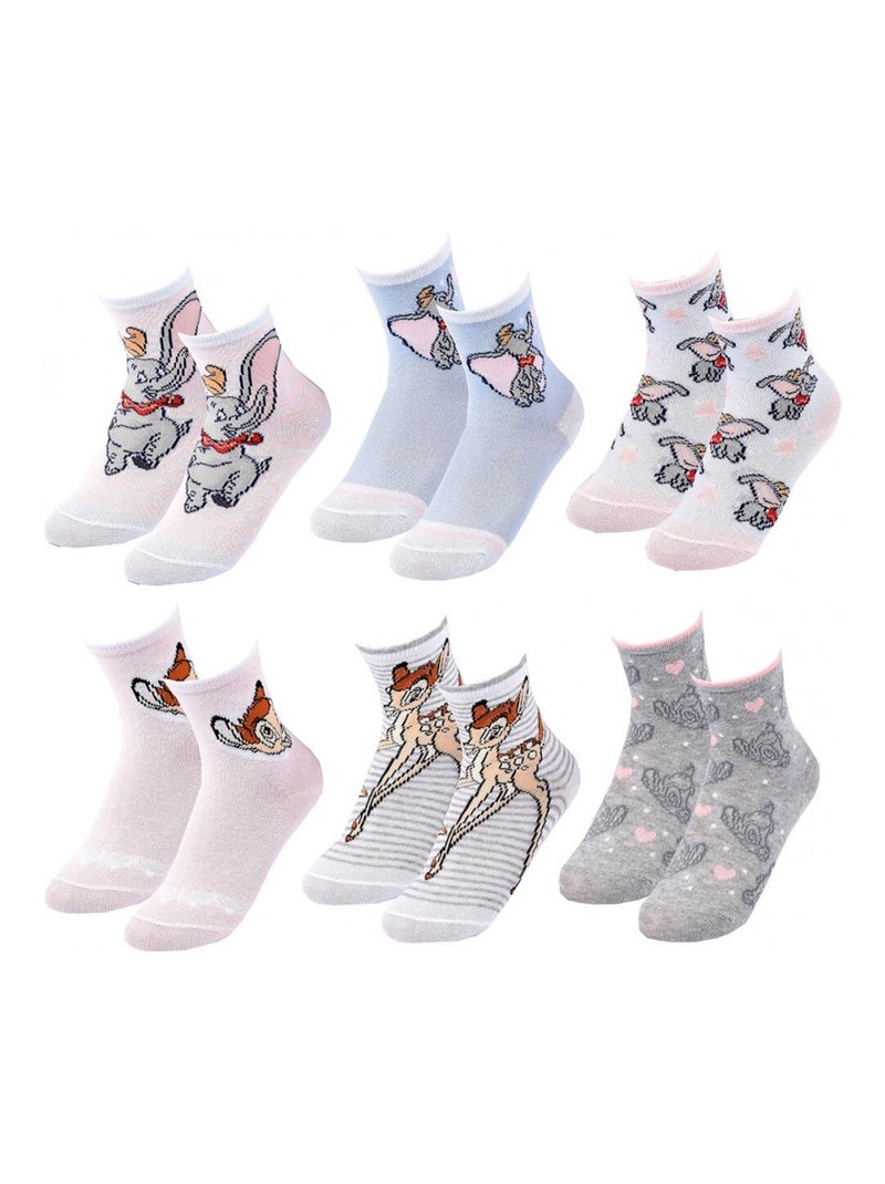 Calzini Pack Bambina DISNEY CLASSIC - Confezione da 6 Bianco Azzurro cielo Grigio - Kiabi