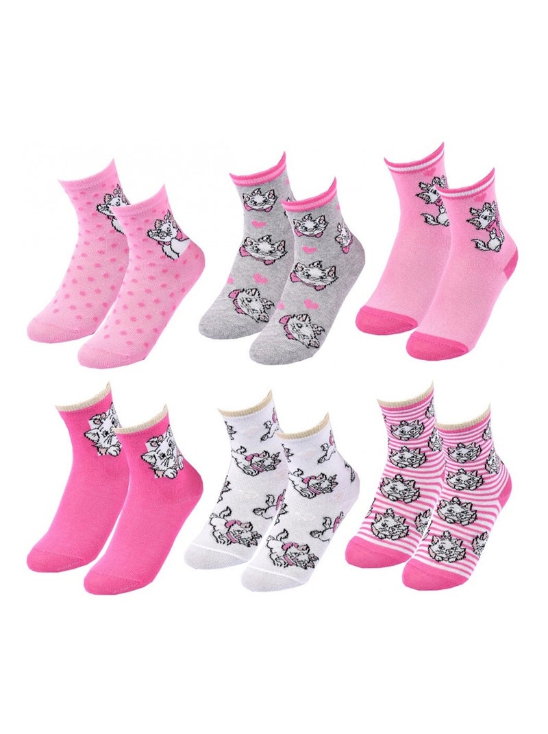Calzini Pack Bambina DISNEY CLASSIC - Confezione da 6 Grigio rosa bianco - Kiabi