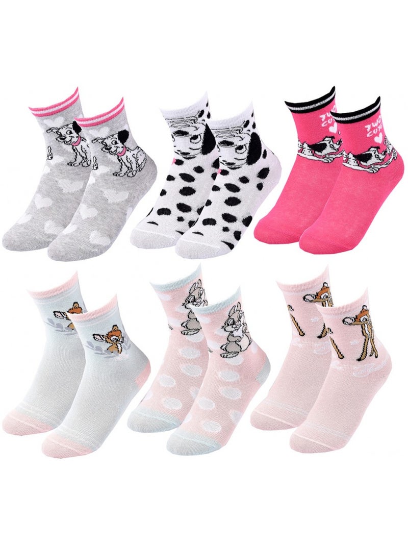 Calzini Pack Bambina DISNEY CLASSIC - Confezione da 6 Grigio rosa chiaro bianco - Kiabi
