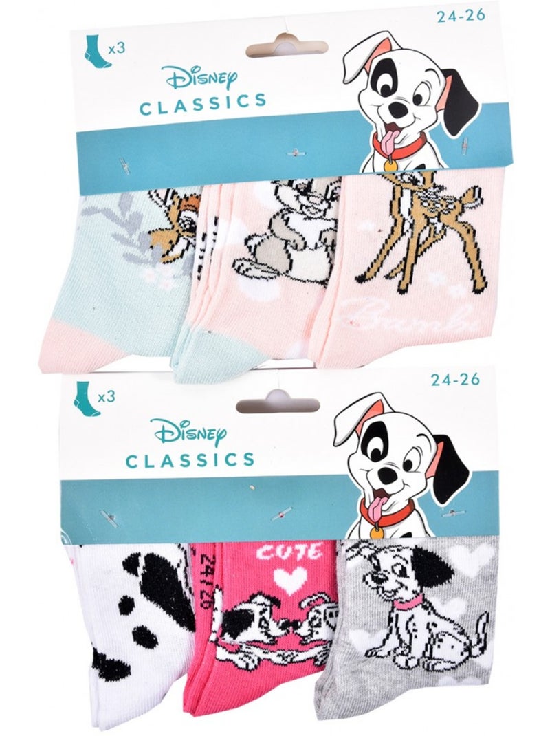 Calzini Pack Bambina DISNEY CLASSIC - Confezione da 6 Grigio rosa chiaro bianco - Kiabi