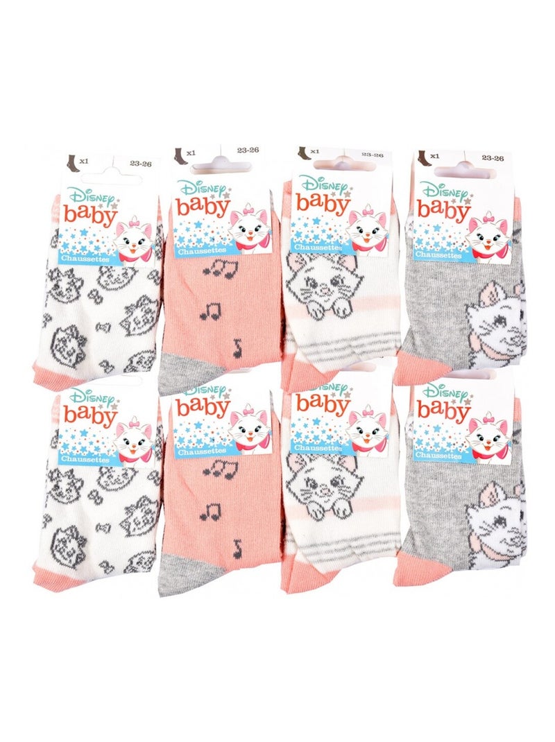 Calzini Pack Bambina DISNEY CLASSIC - Confezione da 8 Bianco Rosa chiaro Grigio - Kiabi