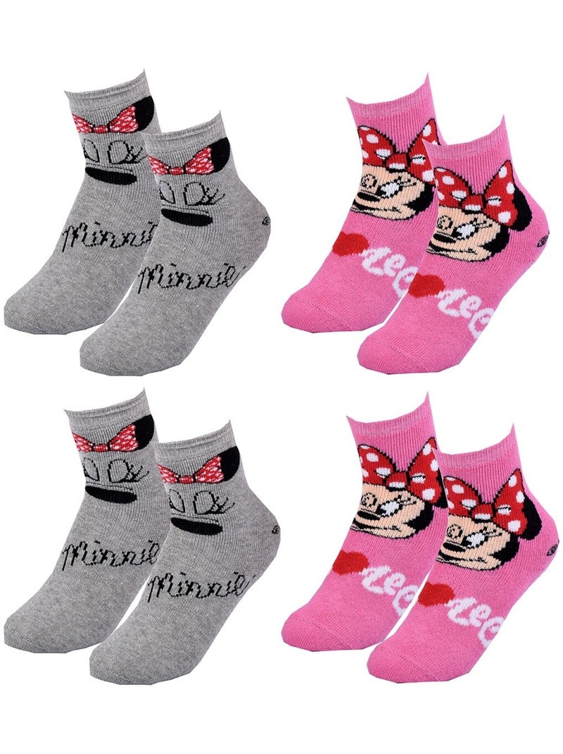 Calzini Pack Bambina DISNEY MINNIE Confezione da 4 Paia Grigio rosa - Kiabi