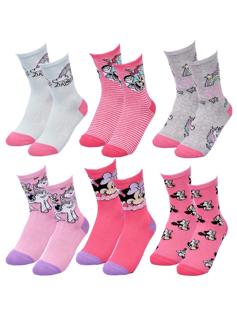 Calzini Pack Bambina DISNEY MINNIE Confezione da 6 Paia Bianco Rosa scuro Grigio - Kiabi