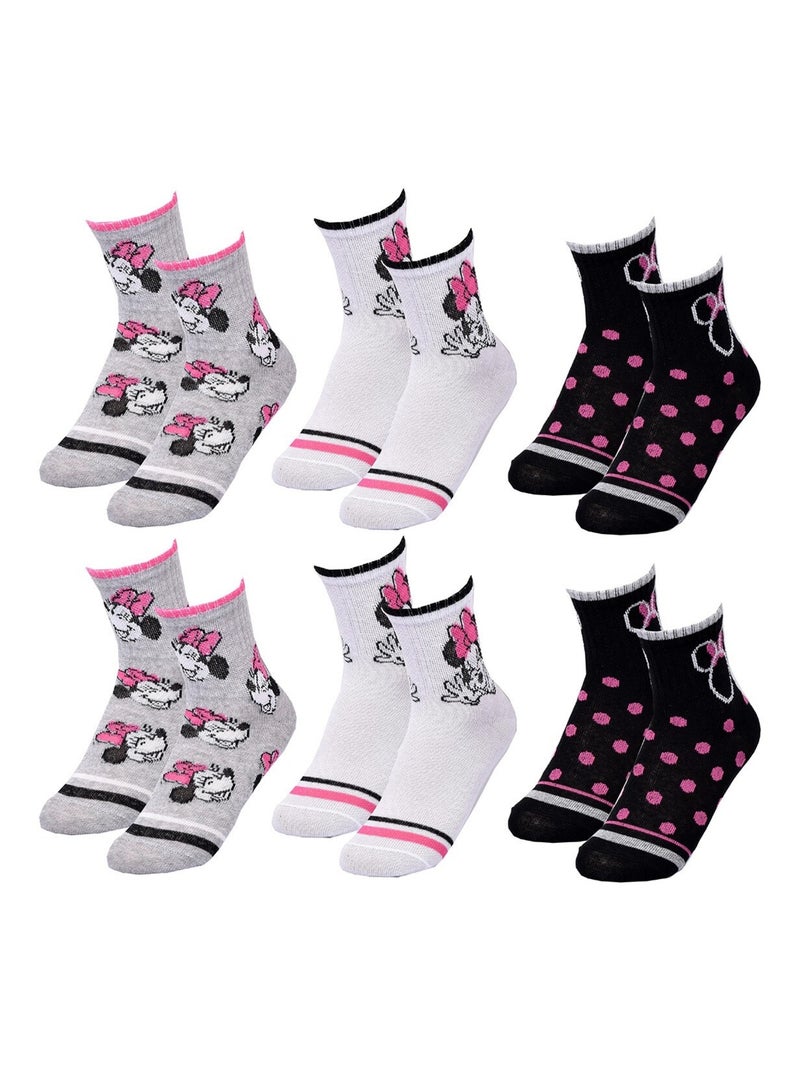 Calzini Pack Bambina DISNEY MINNIE Confezione da 6 Paia Grigio bianco nero - Kiabi