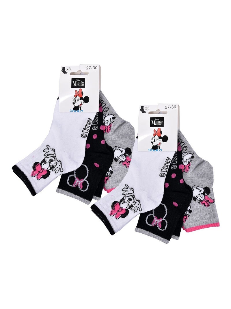 Calzini Pack Bambina DISNEY MINNIE Confezione da 6 Paia Grigio bianco nero - Kiabi