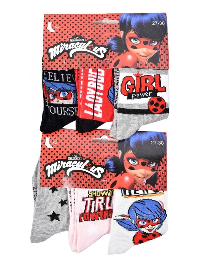 Calzini Pack Bambina MIRACULOUS - Confezione da 6 Nero Bianco Grigio Rosso - Kiabi