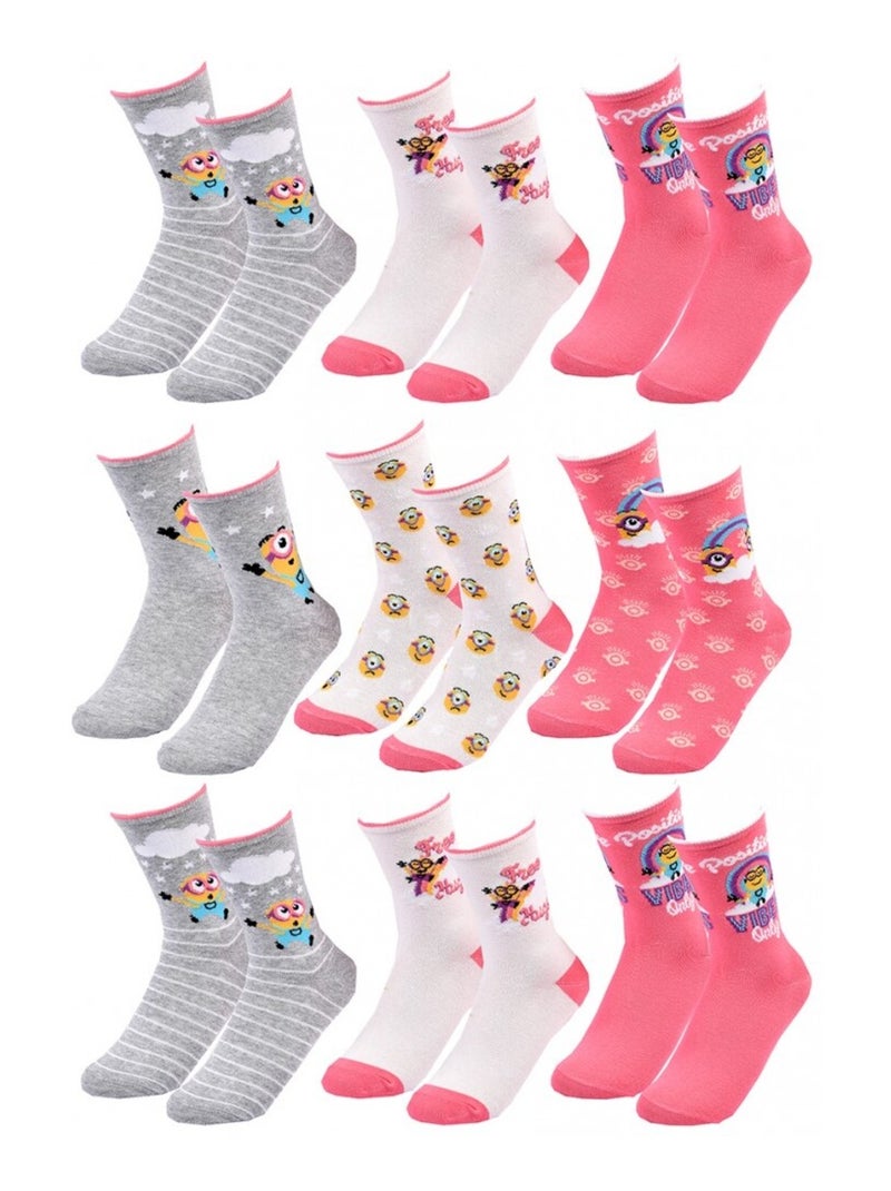 Calzini Pack Bambina MOI MOCHE ET MECHANT - Confezione da 9 Bianco Rosa Grigio - Kiabi
