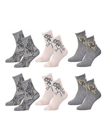 Calzini Pack Bambina PRINCIPESSE DISNEY - Confezione da 6