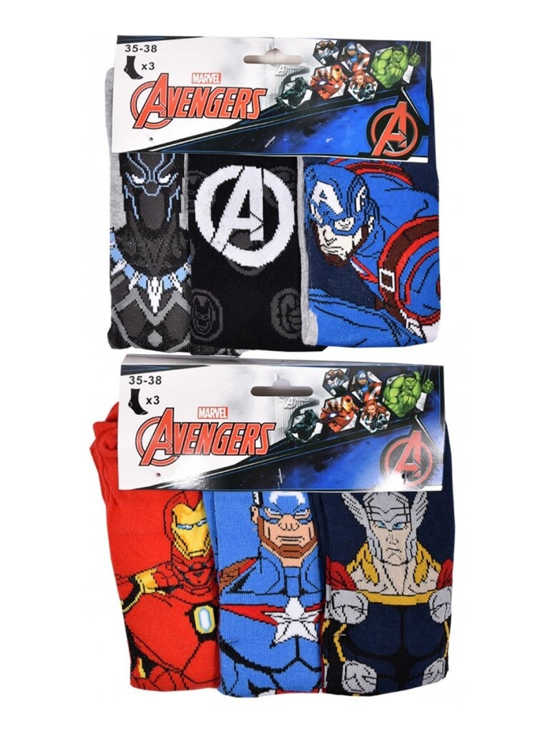 Calzini Pack Bambino AVENGERS - Confezione da 9 Nero Rosso Blu - Kiabi