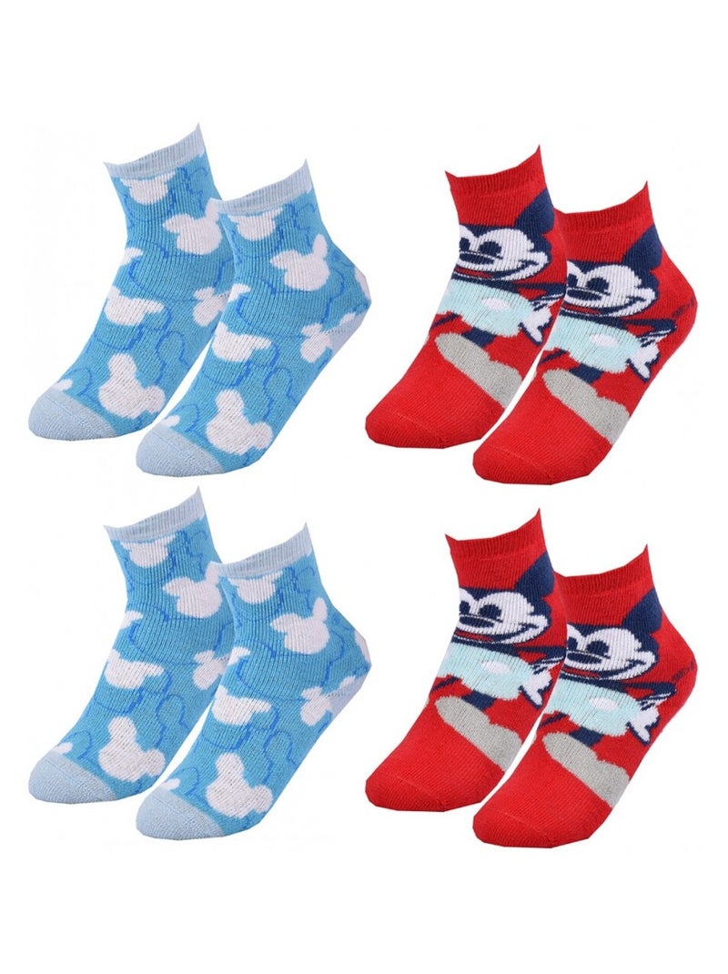 Calzini Pack Bambino DISNEY MICKEY MOUSE - Confezione da 4 Blu Rosso - Kiabi