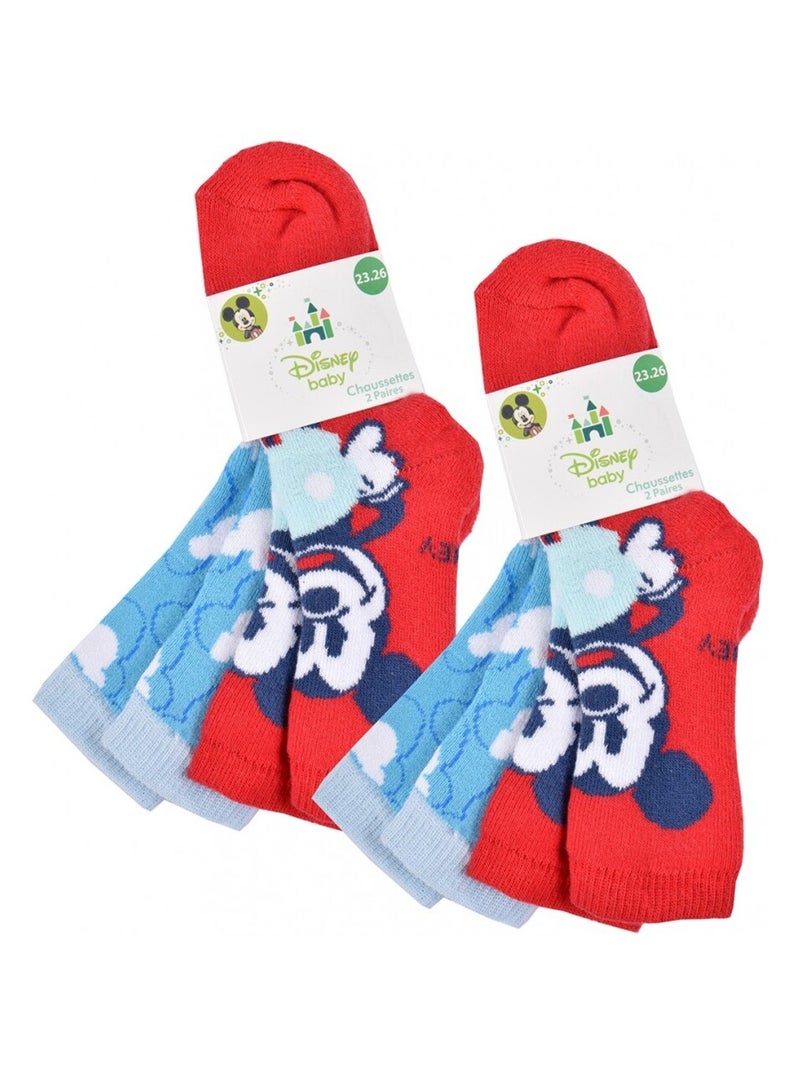 Calzini Pack Bambino DISNEY MICKEY MOUSE - Confezione da 4 Blu Rosso - Kiabi