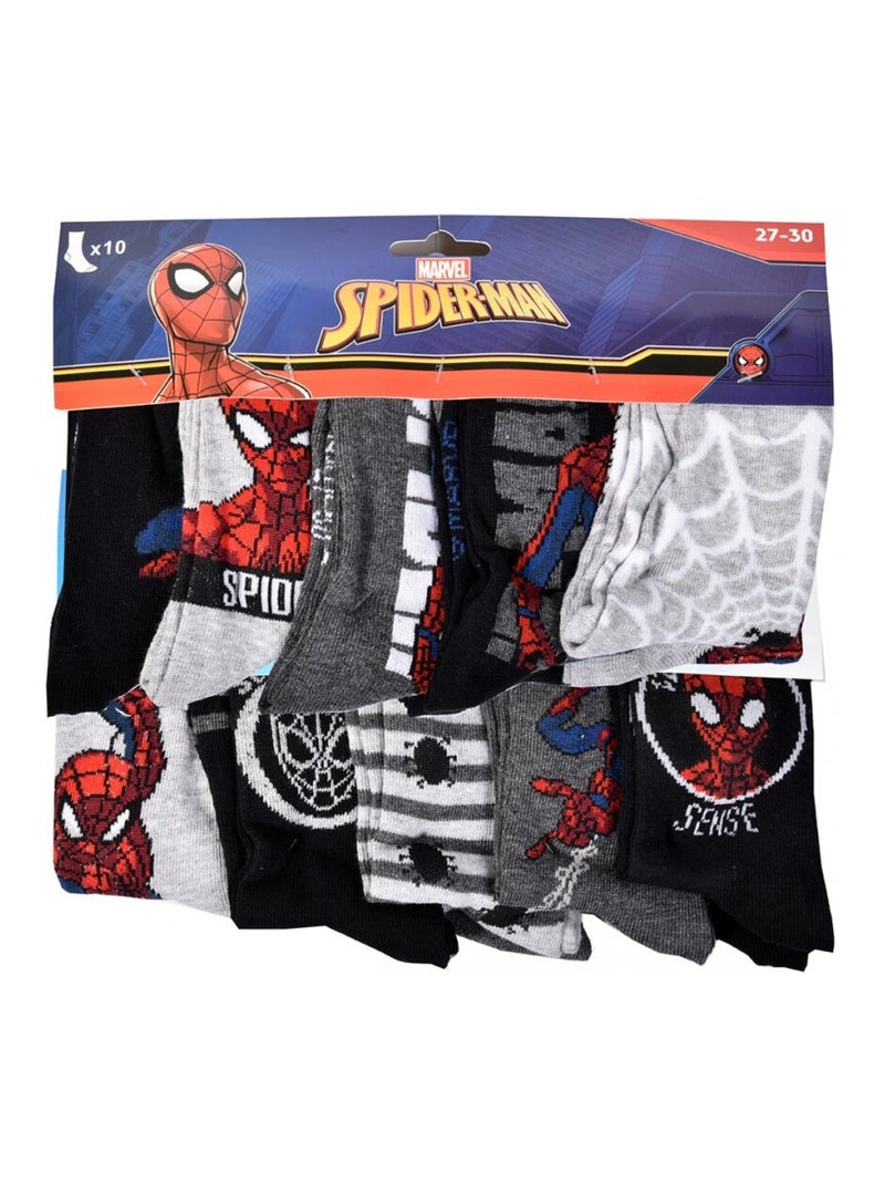 Calzini Pack Bambino DISNEY SPIDERMAN - Confezione da 10 Nero Multicolore Grigio - Kiabi