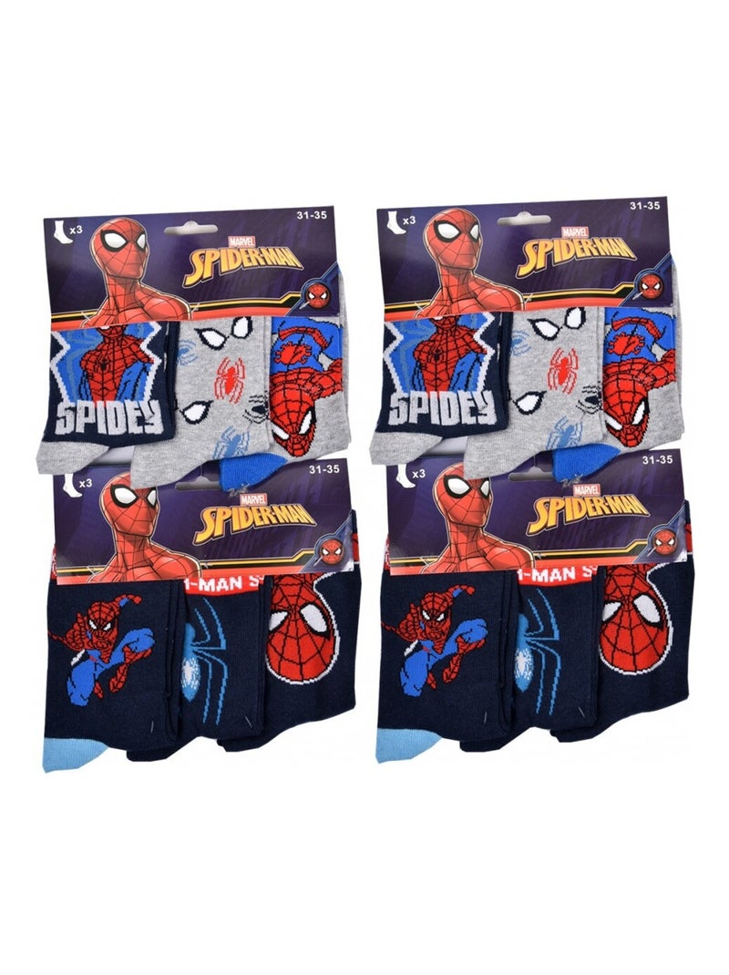 Calzini Pack Bambino DISNEY SPIDERMAN - Confezione da 9 Blu Multicolore Grigio - Kiabi