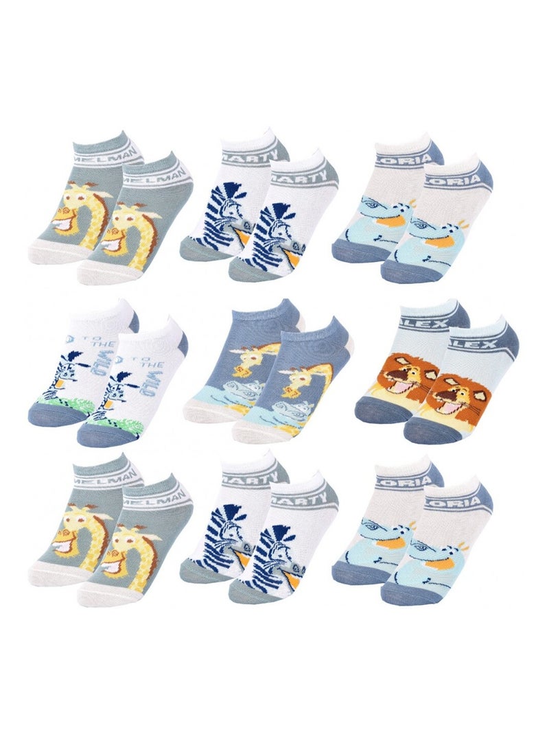 Calzini Pack Bambino MADAGASCAR - Confezione da 9 Grigio blu cielo bianco - Kiabi