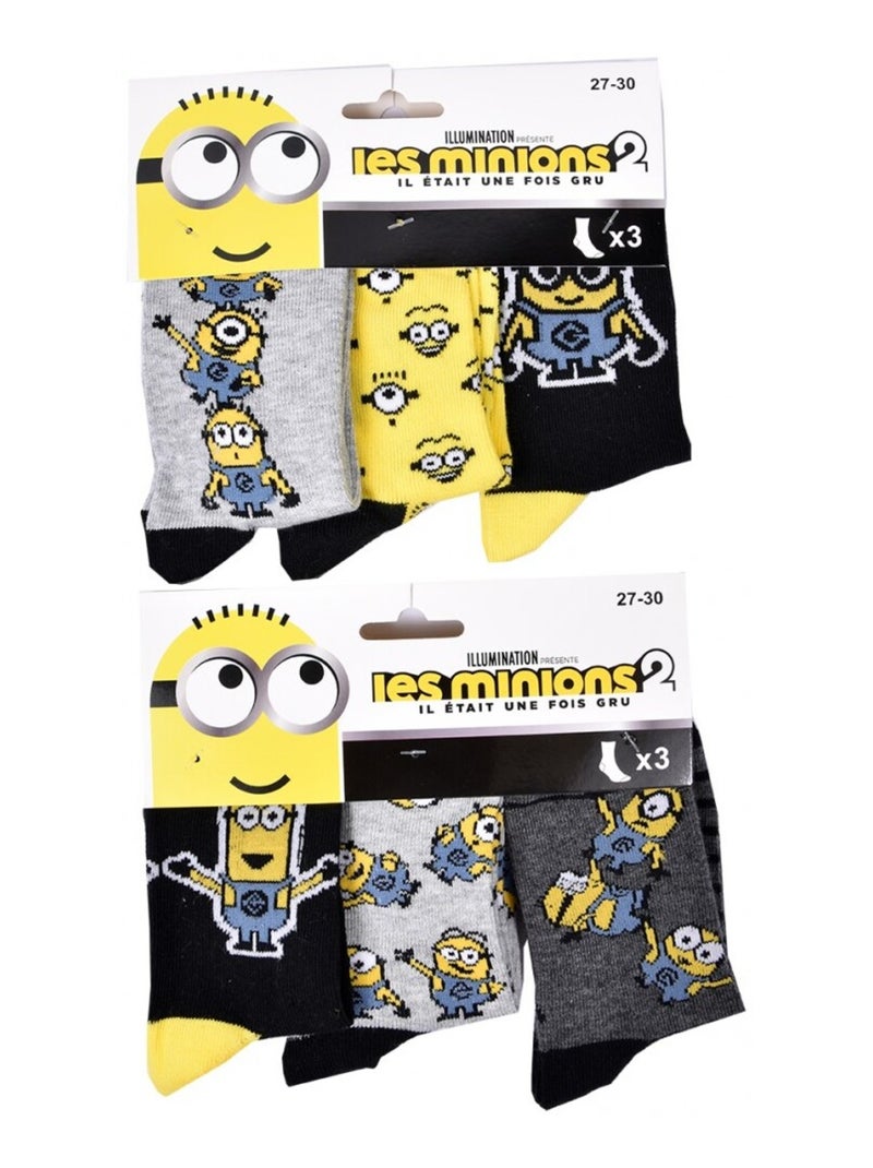 Calzini Pack Bambino MINIONS - Confezione da 9 Grigio giallo nero - Kiabi