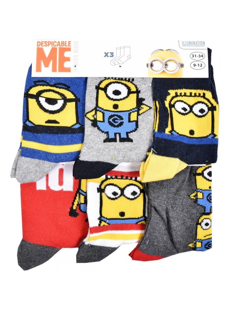 Calzini Pack Bambino MINIONS - Confezione da 9 Grigio giallo nero - Kiabi