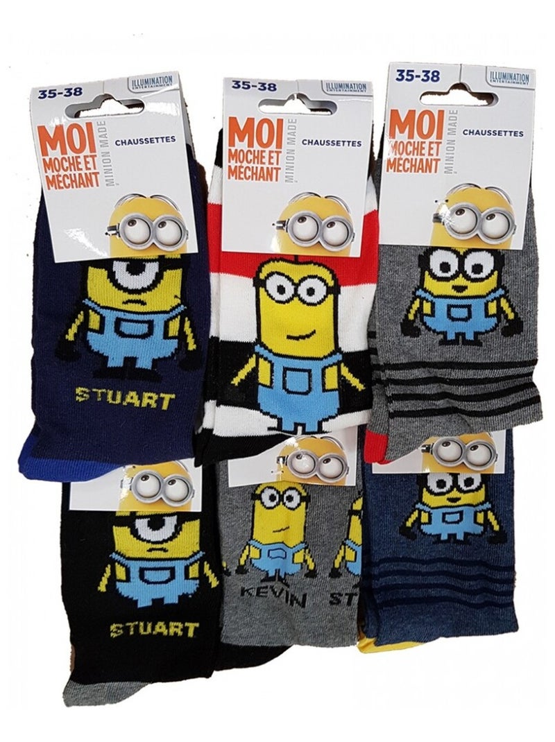 Calzini Pack Bambino MINIONS - Confezione da 9 Grigio giallo nero - Kiabi